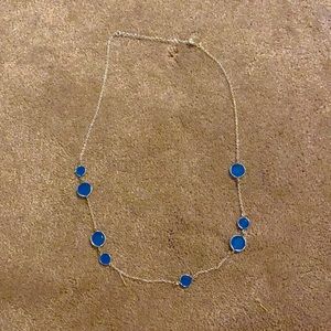 SILVER PLATED Blue Plastic Gem Necklace